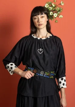 Blus i bomull/siden