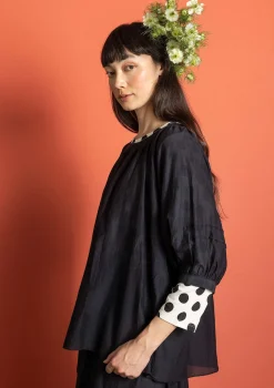 Blus i bomull/siden