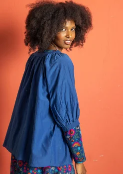 Blus i bomull/siden