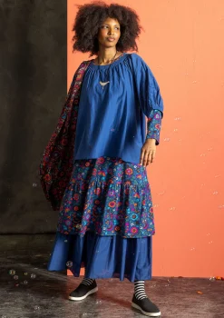 Blus i bomull/siden