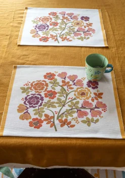 Bordstablett "Wild rose" i ekologisk bomull