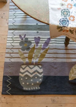 Broderad matta "Flower bed" i ekologisk bomull
