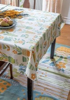 Broderad matta "Flower bed" i ekologisk bomull