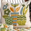 Broderat kuddfodral "Flower pots" i ekologisk bomull