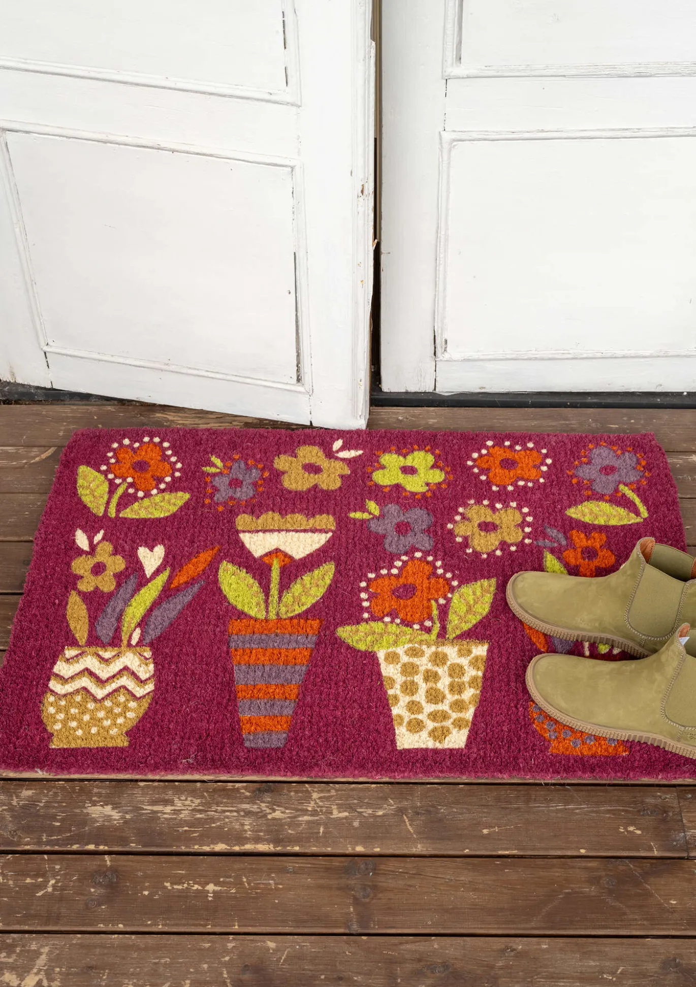 Dörrmatta "Flower pots" i kokosfiber