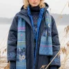 Stickad halsduk "Borealis" i ekologisk och återvunnen bomull/ull