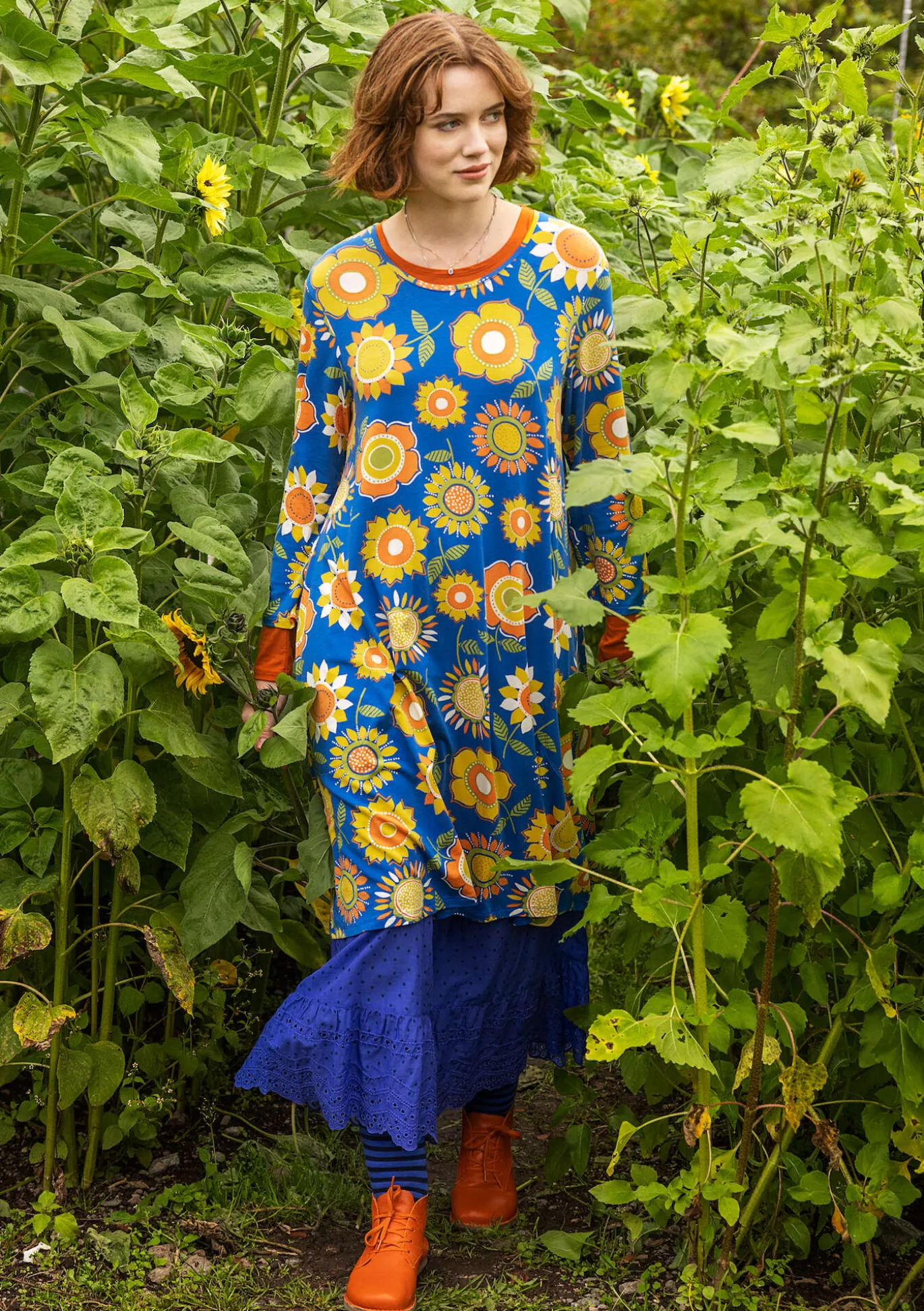 Trikåklänning "Sunflower" i lyocell/elastan
