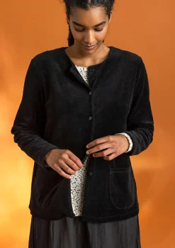 Velourkofta i ekologisk bomull/återvunnen polyester