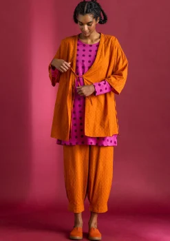 Vävd kimono i ekologisk bomullsdobby